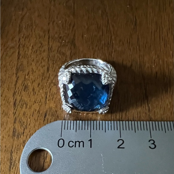 Judith Ripka Sterling Silver Blue Quartz Hematite Diamonique CZ Ring - Picture 5 of 14
